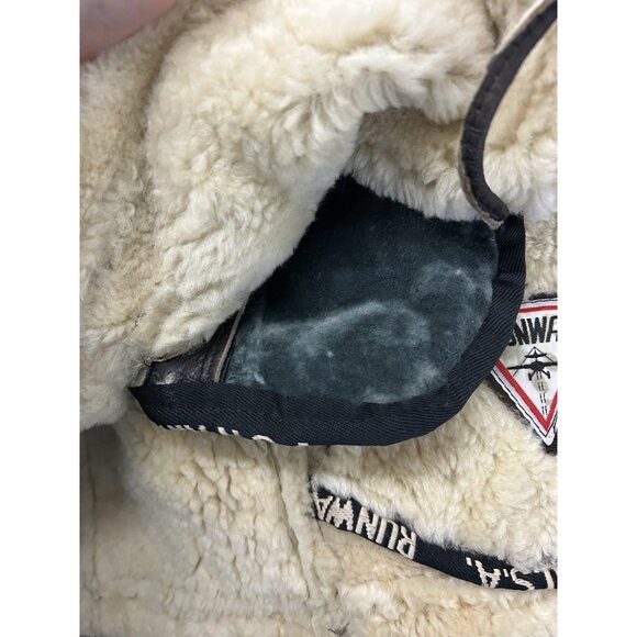 VTG Runway XL Gen. Shearling Leather Jacket Pure Wool Lining Aviator Bomber Coat - Picture 8 of 16